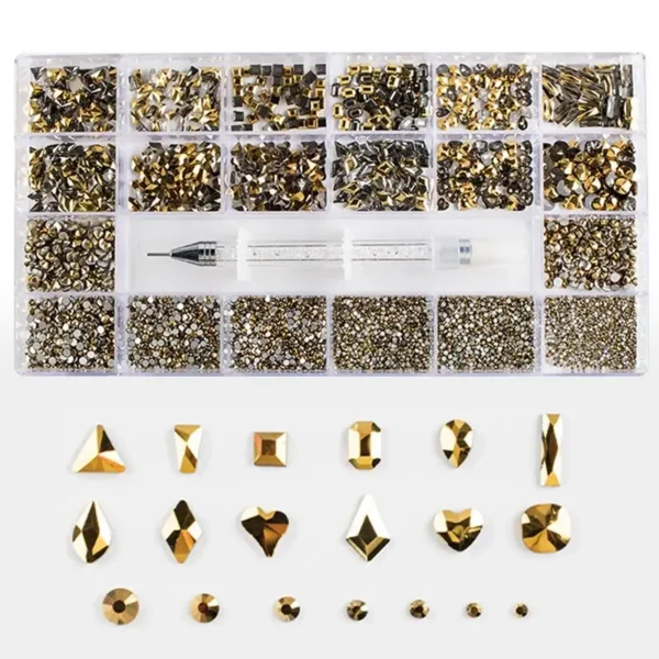 Set cirkona za nokte s aplikatotom gold-Beauty Shop